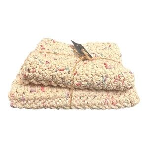 NWT Beige Speckled Cloths Handmade Crochet Wash Cloth Dish Towel Eco Home